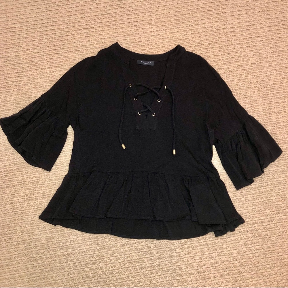 Maven Lace-up Ruffle Top - Picture 3 of 7